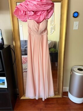 Bill Levkoff Blush Pink Chiffon Maxi Dress
